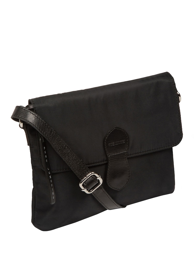 Pure Luxuries London Black 'Alizee' Canvas & Leather Cross-Body Bag - Image 6 of 6