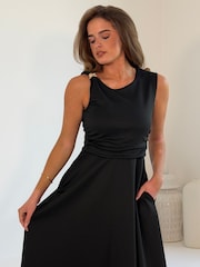 Girl In Mind Black Annalise Trim Midi Dress - Image 4 of 5