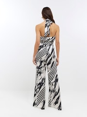River Island Black Striped Halter Neck Jumpsuit - Image 2 of 4