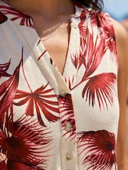 Roman Red Petite Leaf Print Stretch Tunic Top - Image 4 of 4