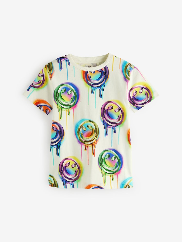 Green/White Drippy Smile Graphic Short Sleeve 100% Cotton T-Shirts 2 Pack (3-16yrs) - Image 2 of 5 Green/White Drippy Smile Graphic Short Sleeve 100% Cotton T-Shirts 2 Pack (3-16yrs) - Image 2 of 5