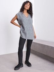 Grey V-Neck Cable Tank - Image 3 of 7