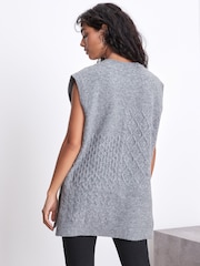 Grey V-Neck Cable Tank - Image 4 of 7