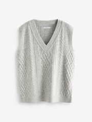 Grey V-Neck Cable Tank - Image 6 of 7