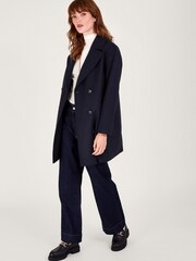 Monsoon Blue Madi Short Double Breasted Coat - Image 3 of 5