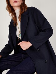 Monsoon Blue Madi Short Double Breasted Coat - Image 4 of 5