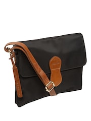 Pure Luxuries London Black/Brown 'Alizee' Canvas & Leather Cross-Body Bag - Image 6 of 6
