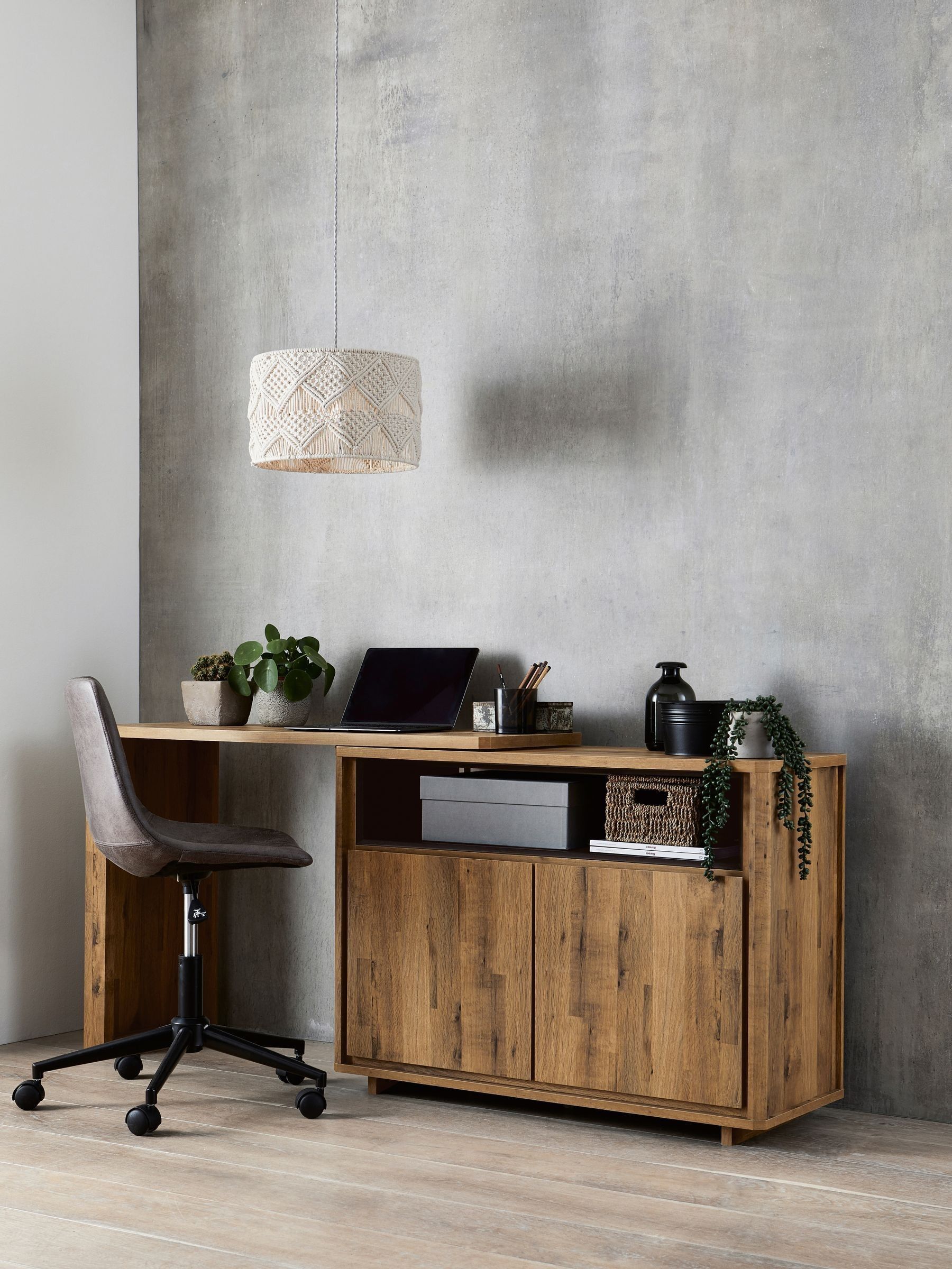 Buy Dark Natural Bronx Oak Effect Swivel Desk from the Next UK online shop