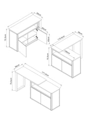 Dark Natural Bronx Oak Effect Swivel Desk - Image 2 of 11