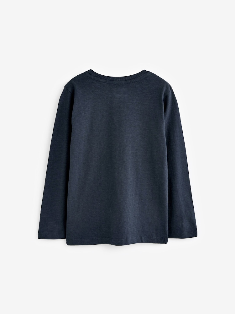Navy Long Sleeve Plain T-Shirt (3mths-7yrs) - Image 2 of 3