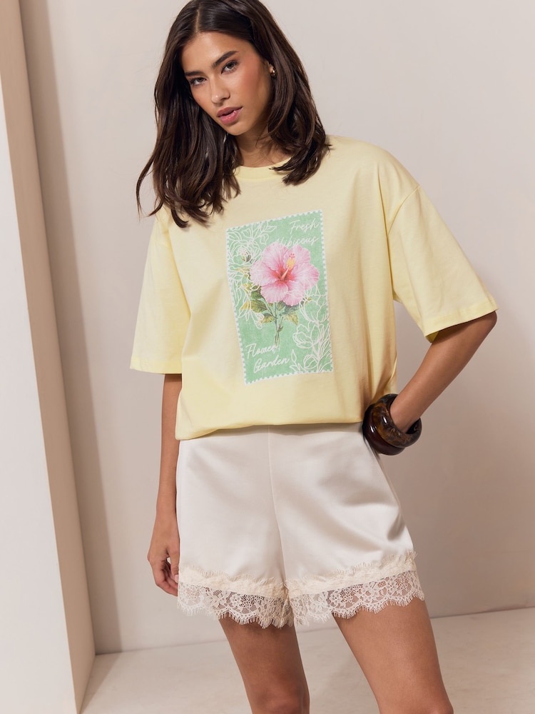Geel bloemenprint - Lipsy - Oversized T-shirt - Afbeelding 2 van 5