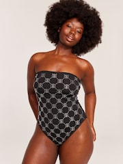 Victoria's Secret Black Diamanté Tummy Control Bandeau Suit - Image 1 of 1