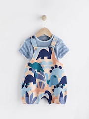 Blue/Neutral Dino Baby Jersey Dungarees and Bodysuit Set (0mths-2yrs) - Image 1 of 8