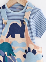 Blue/Neutral Dino Baby Jersey Dungarees and Bodysuit Set (0mths-2yrs) - Image 4 of 8