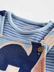 Blue/Neutral Dino Baby Jersey Dungarees and Bodysuit Set (0mths-2yrs) - Image 5 of 8