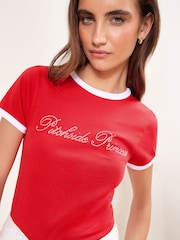 Lipsy Red 'Pitchside Princess' Diamante Embellished Printed Footballl Baby T-Shirt - Image 3 of 5