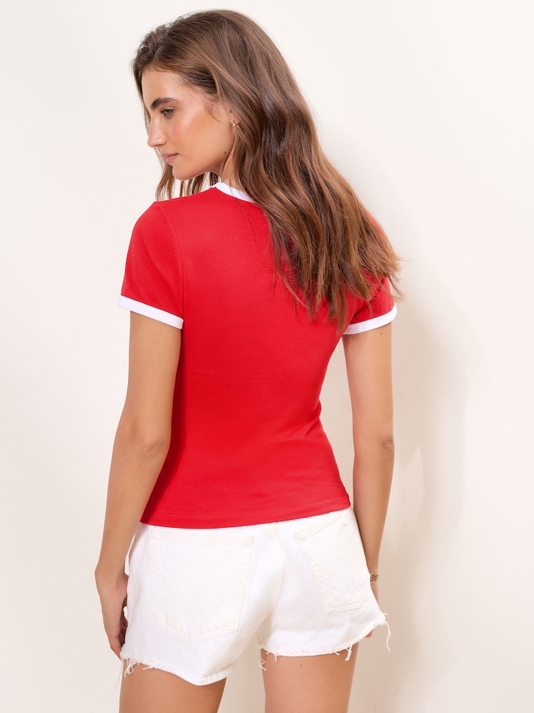 Lipsy Red 'Pitchside Princess' Diamante Embellished Printed Footballl Baby T-Shirt - Image 5 of 5