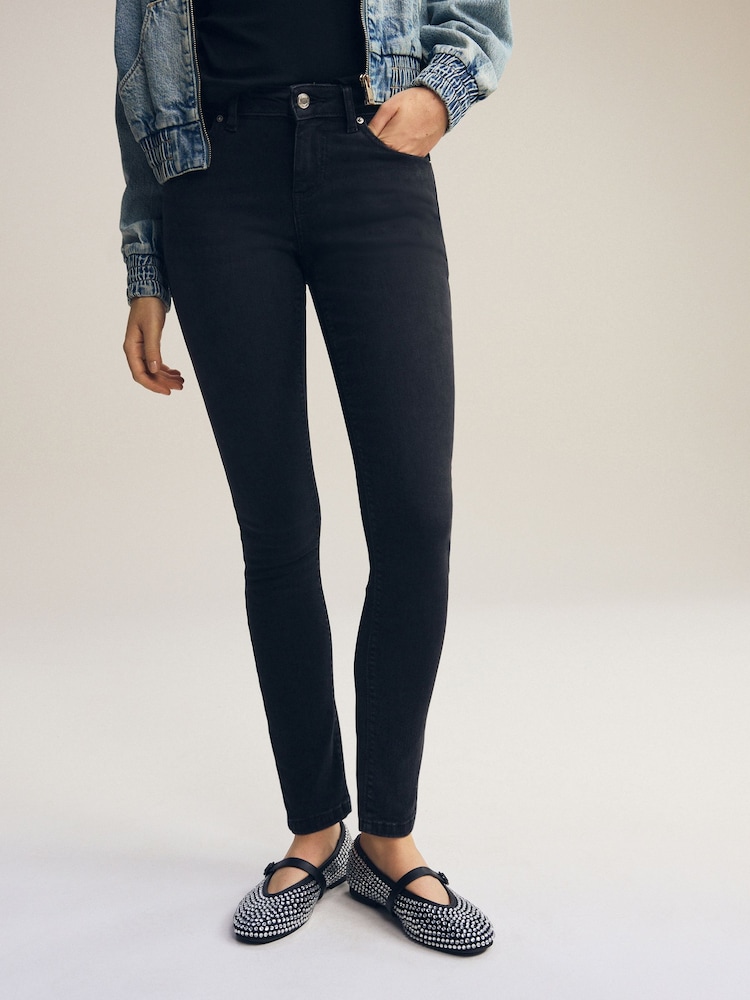 Washed Black Low Skinny Jeans - Image 2 of 7