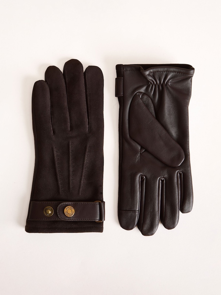 Lakeland Leather Brown Richard Suede and Leather Gloves - Image 1 of 3 Lakeland Leather Brown Richard Suede and Leather Gloves - Image 1 of 3