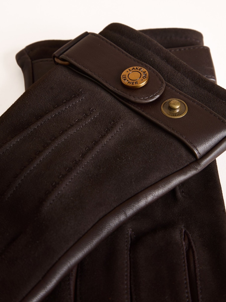 Lakeland Leather Brown Richard Suede and Leather Gloves - Image 3 of 3 Lakeland Leather Brown Richard Suede and Leather Gloves - Image 3 of 3