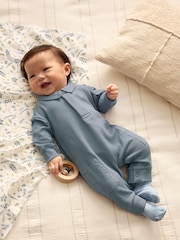 Navy Blue Baby Sweat Collar Romper - Image 1 of 8