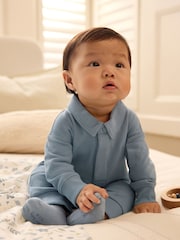 Navy Blue Baby Sweat Collar Romper - Image 2 of 8