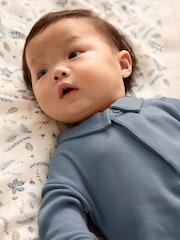 Navy Blue Baby Sweat Collar Romper - Image 4 of 8
