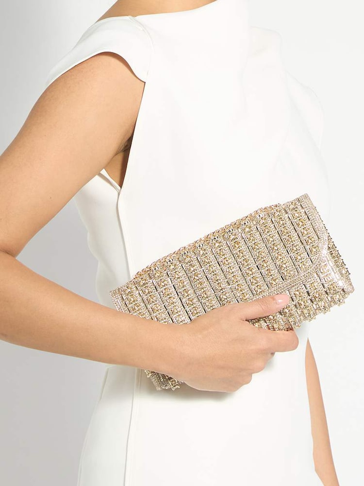 Dune London Metallic Elabourate Clutch Bag - Image 1 of 5 Dune London Metallic Elabourate Clutch Bag - Image 1 of 5