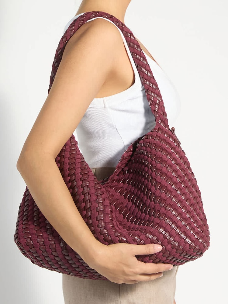 Dune London Burgundy Red Deliberate Large Woven Slouch Bag - Image 1 of 5 Dune London Burgundy Red Deliberate Large Woven Slouch Bag - Image 1 of 5