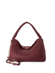 Dune London Burgundy Red Deliberate Large Woven Slouch Bag - Image 2 of 5