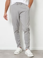 Threadbare Grey Luxe Pull-On Seam Detail Stretch Trousers - Image 1 of 4