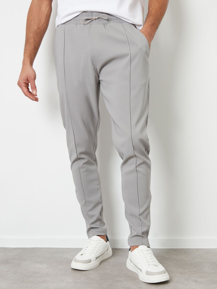 Threadbare Grey Luxe Pull-On Seam Detail Stretch Trousers - Image 1 of 4