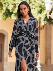 Sosandar Grey Midi Shirt Dress - Image 4 of 4