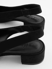Black Suede Forever Comfort® Leather Slingback Low Block Heels - Image 7 of 8