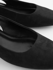 Black Suede Forever Comfort® Leather Slingback Low Block Heels - Image 8 of 8