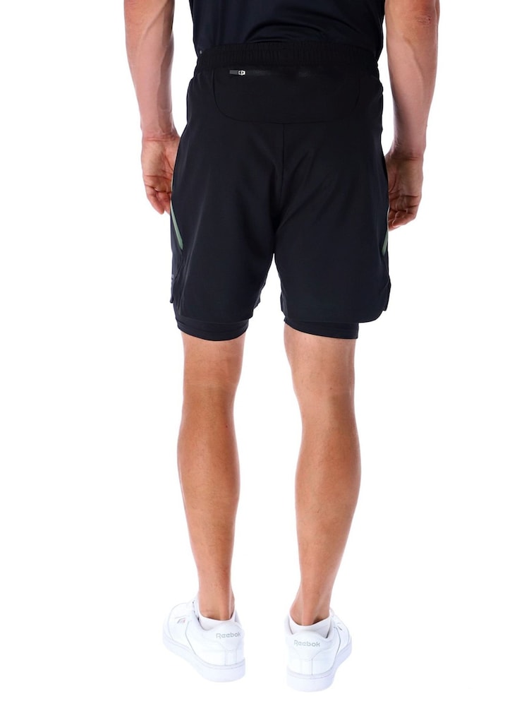 Ted Baker Sport Black 2 In 1 Running Shorts - Image 2 of 4 Ted Baker Sport Black 2 In 1 Running Shorts - Image 2 of 4