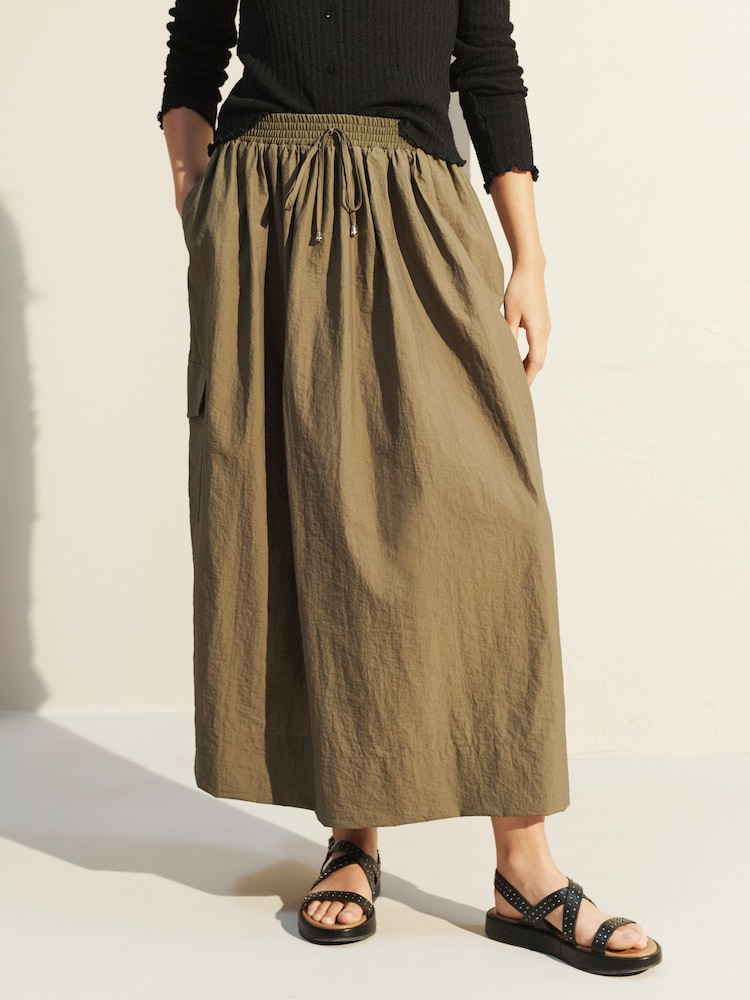 Khaki Green Parachute Midi Skirt - Image 2 of 6