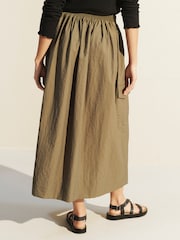 Khaki Green Parachute Midi Skirt - Image 3 of 6