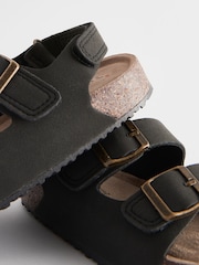 Black Wide Fit (G) Double Buckle Cushioned Footbed Sandals - Image 5 of 5