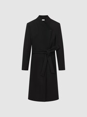Reiss Black Freja Petite Tailored Wool Blend Longline Coat - Image 2 of 7
