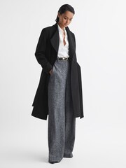 Reiss Black Freja Petite Tailored Wool Blend Longline Coat - Image 3 of 7