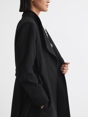 Reiss Black Freja Petite Tailored Wool Blend Longline Coat - Image 4 of 7