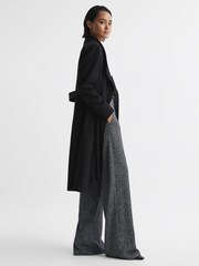 Reiss Black Freja Petite Tailored Wool Blend Longline Coat - Image 5 of 7