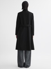 Reiss Black Freja Petite Tailored Wool Blend Longline Coat - Image 6 of 7