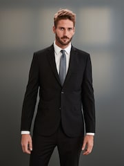 Black Slim Signature Tollegno Italian Wool Suit Jacket - Image 1 of 9