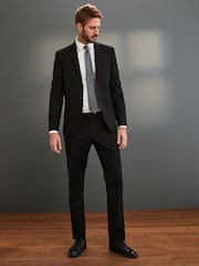 Black Slim Signature Tollegno Italian Wool Suit Jacket - Image 2 of 9