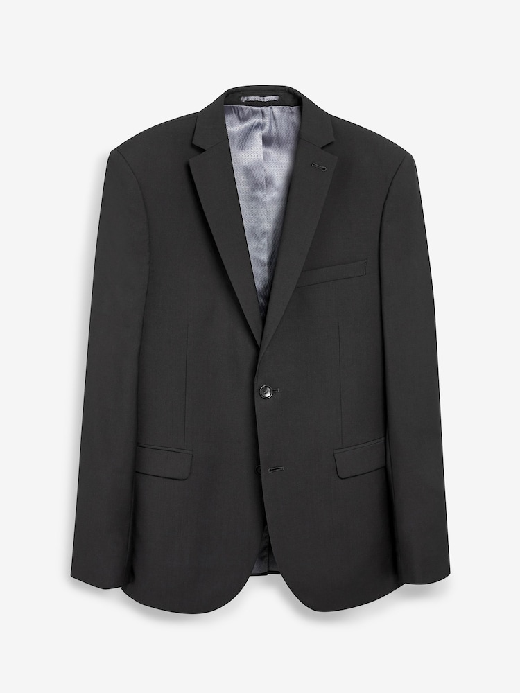 Black Slim Signature Tollegno Italian Wool Suit Jacket - Image 7 of 9