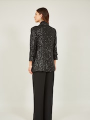 Yumi Black Sequin Blazer With Pockets - Image 2 of 5
