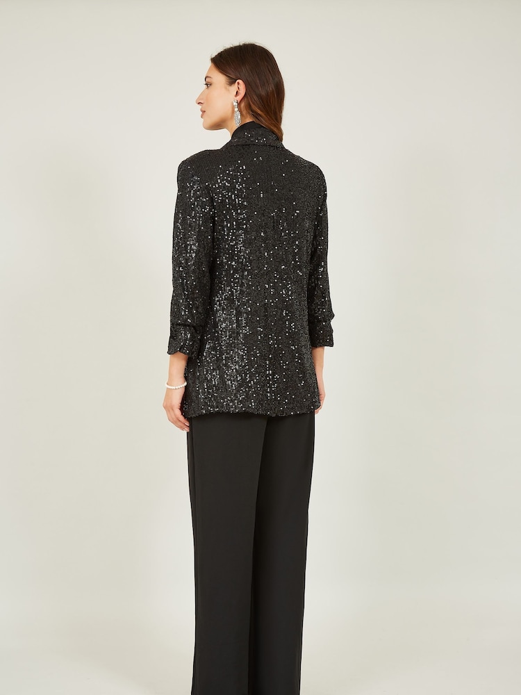 Yumi Black Sequin Blazer With Pockets - Image 2 of 5