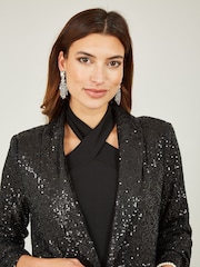 Yumi Black Sequin Blazer With Pockets - Image 4 of 5